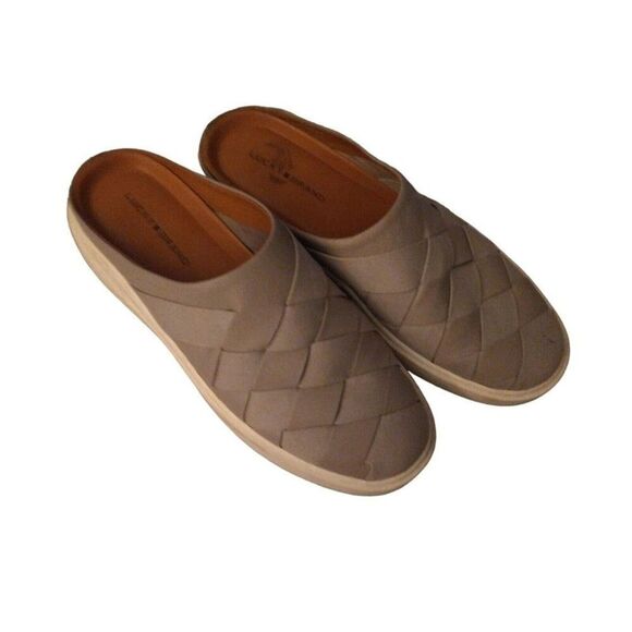 Lucky brand  leather braided size 8 Gray Slide On shoes Boho Comfy - Picture 4 of 9